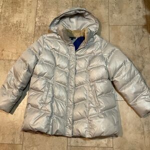 Tommy Hilfiger Down Filled Silver Gray Women’s Winter Hooded Puffer Coat Size 1X